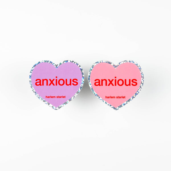 Anxious Heart Holographic Glitter Sticker - Harlem Starlet