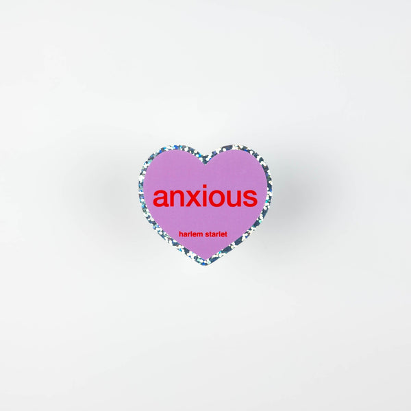 Anxious Heart Holographic Glitter Sticker - Harlem Starlet