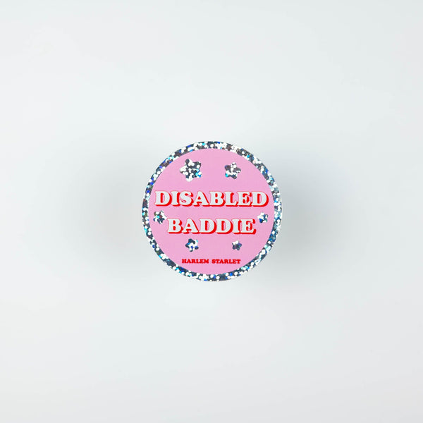Disabled Baddie Round Holographic Glitter Sticker - Harlem Starlet