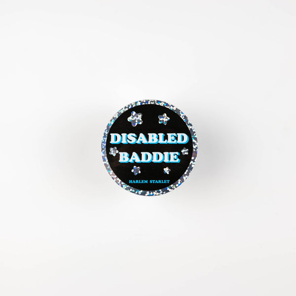 Disabled Baddie Round Holographic Glitter Sticker - Harlem Starlet