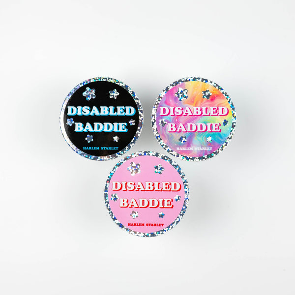 Disabled Baddie Round Holographic Glitter Sticker - Harlem Starlet
