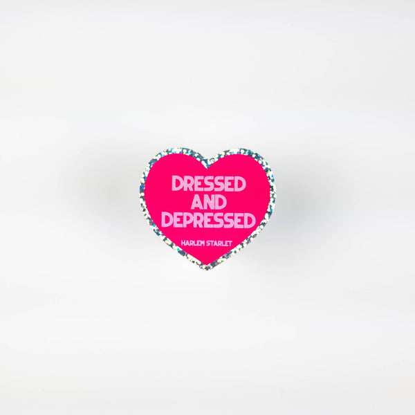 Dressed & Depressed Heart Holographic Glitter Sticker - Harlem Starlet
