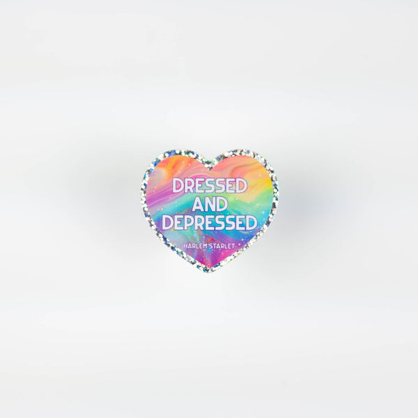 Dressed & Depressed Heart Holographic Glitter Sticker - Harlem Starlet