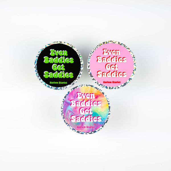 Even Baddies Get Saddies Round Holographic Glitter Sticker - Harlem Starlet