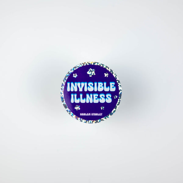 Invisible Illness Round Holographic Glitter Sticker - Harlem Starlet