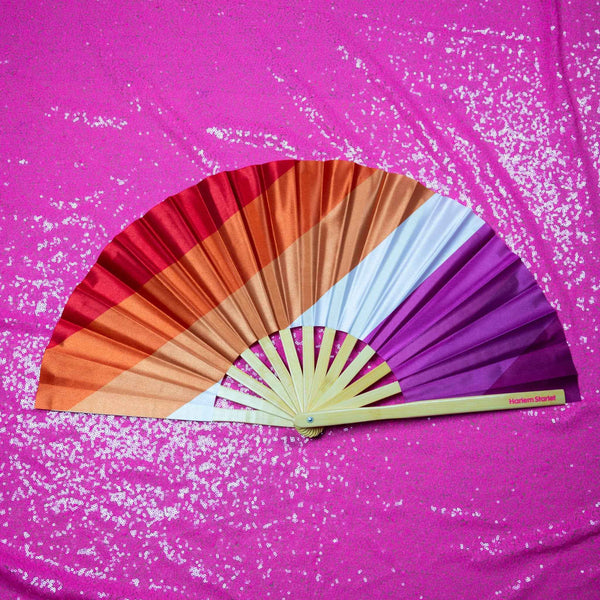 Lesbian Pride Flag Bamboo Clack Fan
