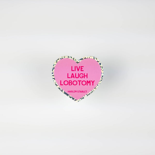 Live Laugh Lobotomy Heart Holographic Glitter Sticker - Harlem Starlet