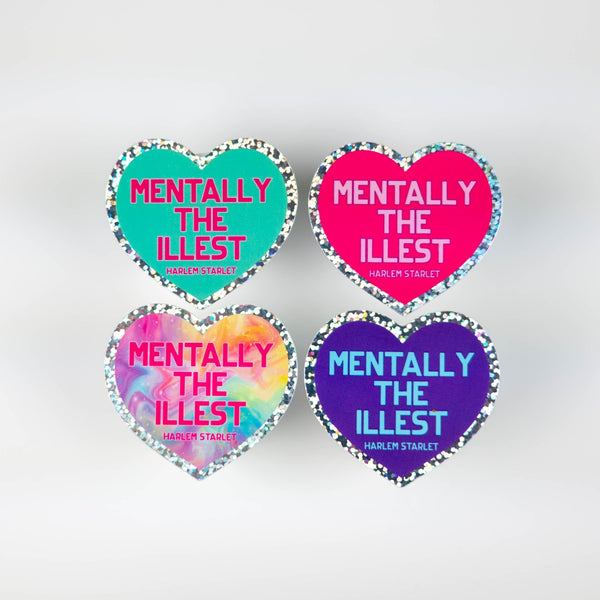 Mentally The Illest Heart Holographic Glitter Sticker - Harlem Starlet