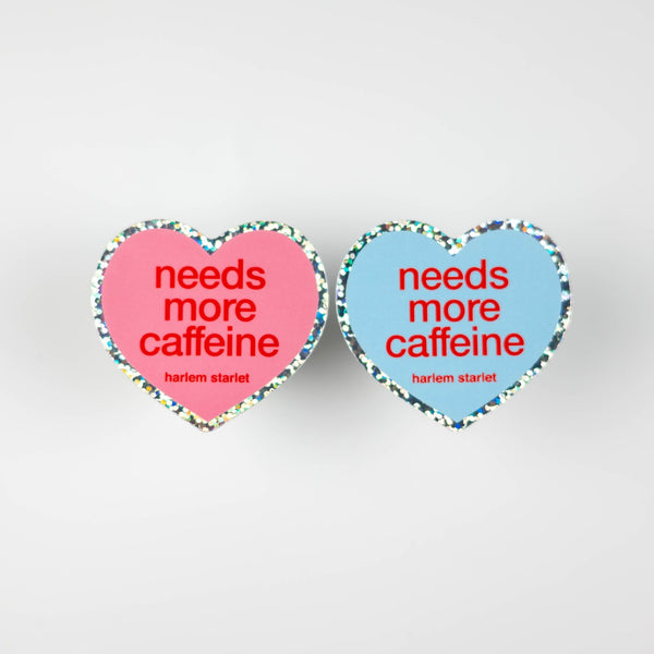 Needs More Caffeine Heart Holographic Glitter Sticker - Harlem Starlet
