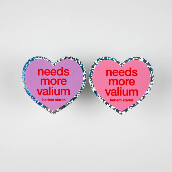 Needs More Valium Heart Holographic Glitter Sticker - Harlem Starlet