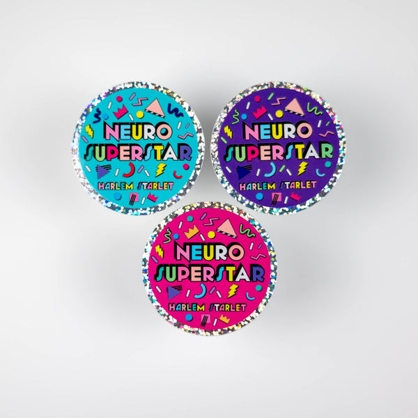 Neuro Superstar Round Holographic Glitter Sticker - Harlem Starlet