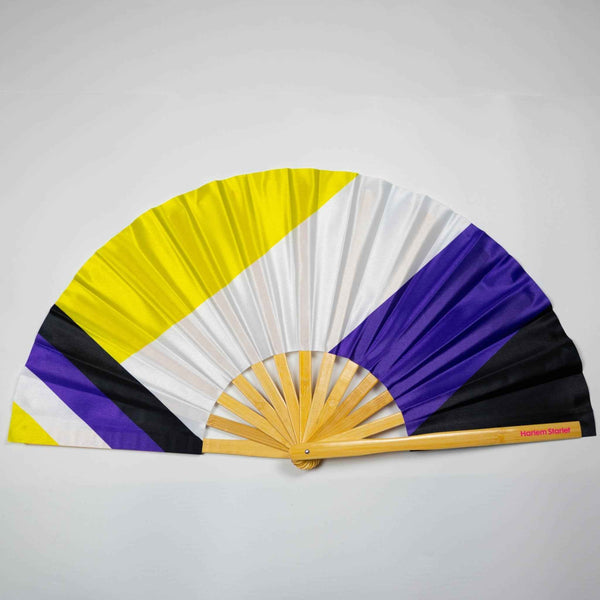 Non Binary (Enby) Pride Flag Bamboo Clack Fan