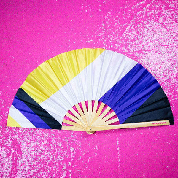Non Binary (Enby) Pride Flag Bamboo Clack Fan