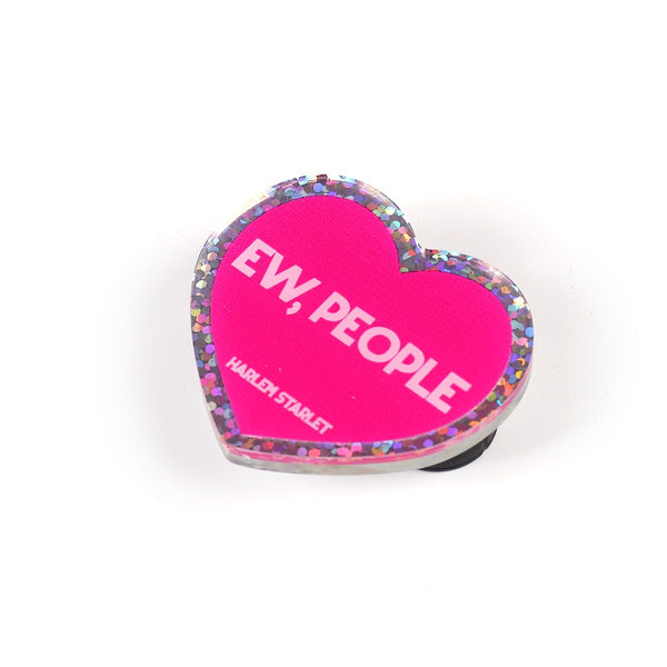Pin - Ew, People Glitter Heart in Hot Pink - Harlem Starlet