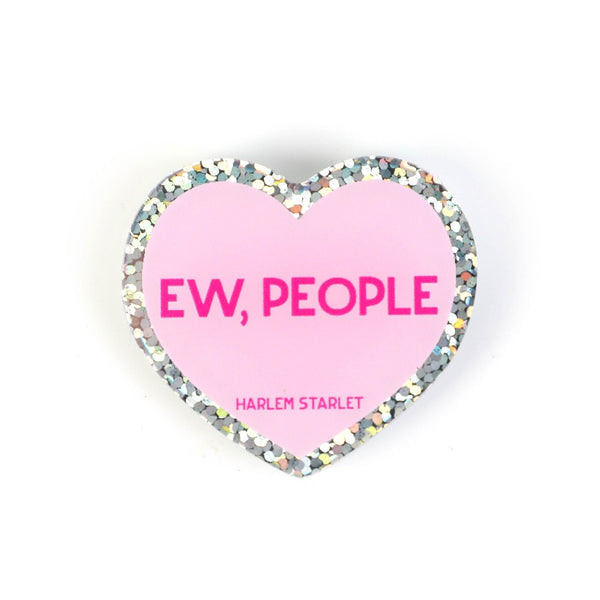 Pin - Ew, People Glitter Heart in Pink - Harlem Starlet