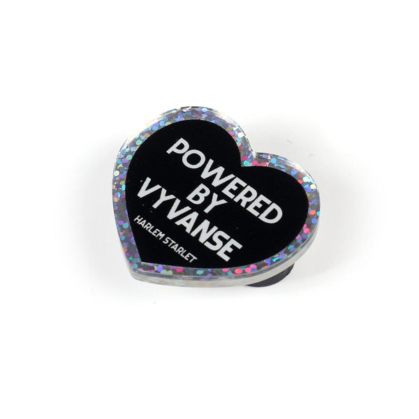Pin - Powered by Vyvanse Glitter Heart in Black - Harlem Starlet