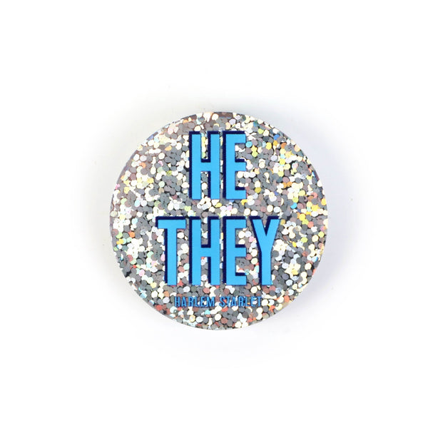 Pin - Pronoun Pin He / They in Glitter Blue - Harlem Starlet