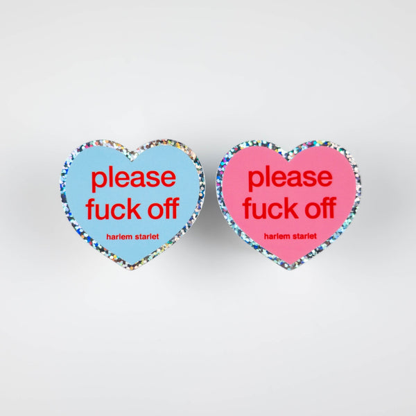 Please Fuck Off Heart Holographic Glitter Sticker - Harlem Starlet