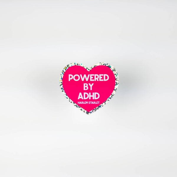Powered By ADHD Heart Holographic Glitter Sticker - Harlem Starlet