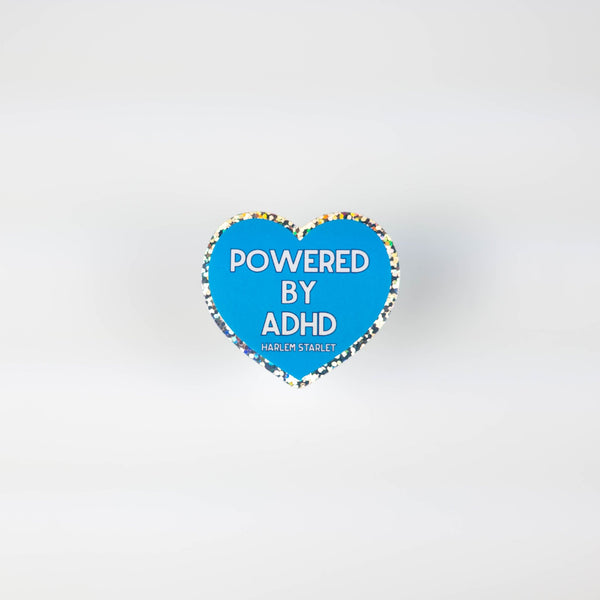Powered By ADHD Heart Holographic Glitter Sticker - Harlem Starlet