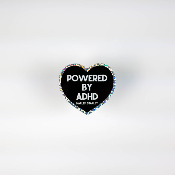 Powered By ADHD Heart Holographic Glitter Sticker - Harlem Starlet
