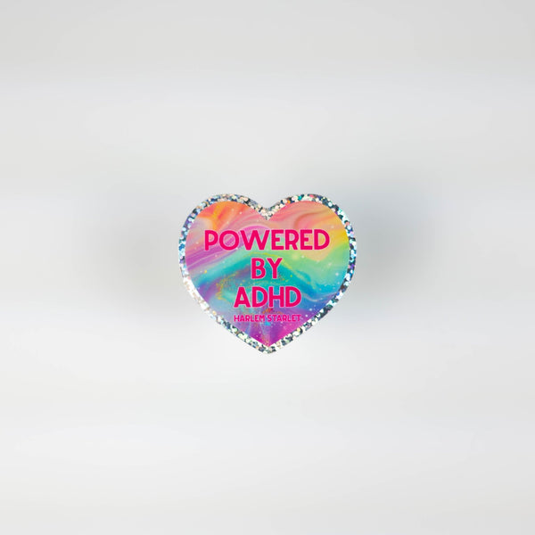 Powered By ADHD Heart Holographic Glitter Sticker - Harlem Starlet