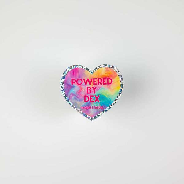 Powered By Dex Heart Holographic Glitter Sticker - Harlem Starlet