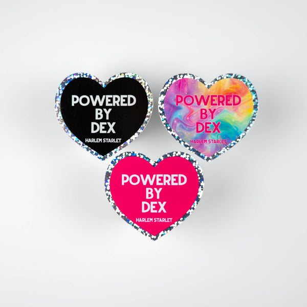 Powered By Dex Heart Holographic Glitter Sticker - Harlem Starlet