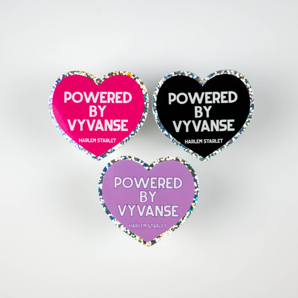 Powered By Vyvanse Heart Holographic Glitter Sticker - Harlem Starlet