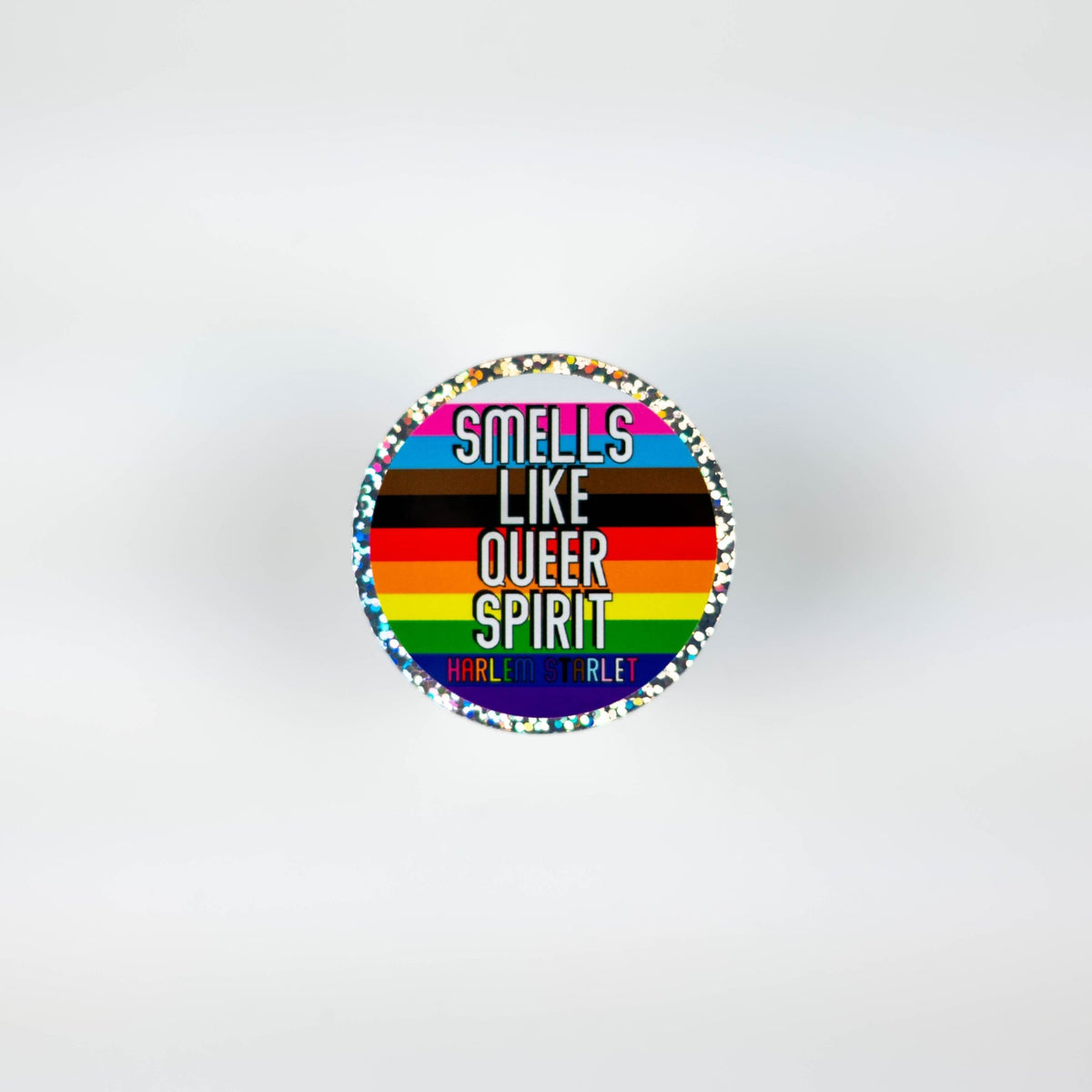 Smells Like Queer Spirit Glitter Round Sticker – Funny Statement ...