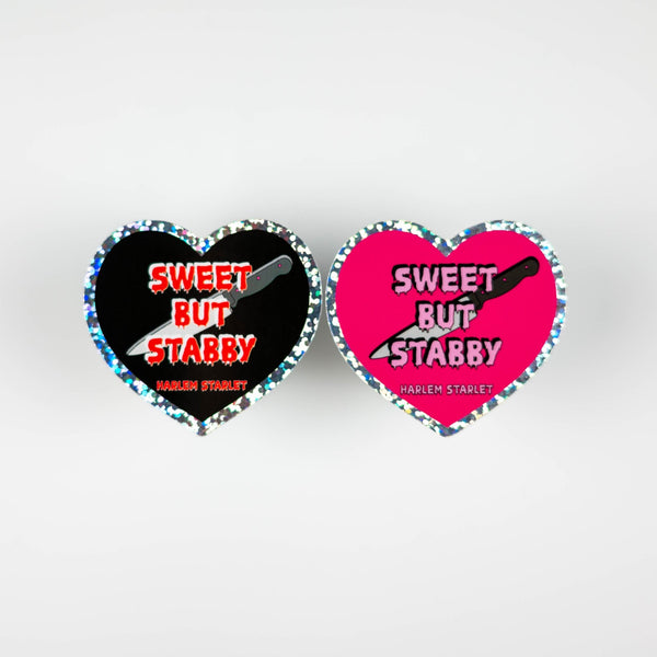 Sweet But Stabby Heart Holographic Glitter Sticker - Harlem Starlet
