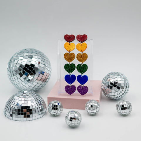 Glitter Heart Chain Queerings - Pride Flag - Large - Harlem Starlet