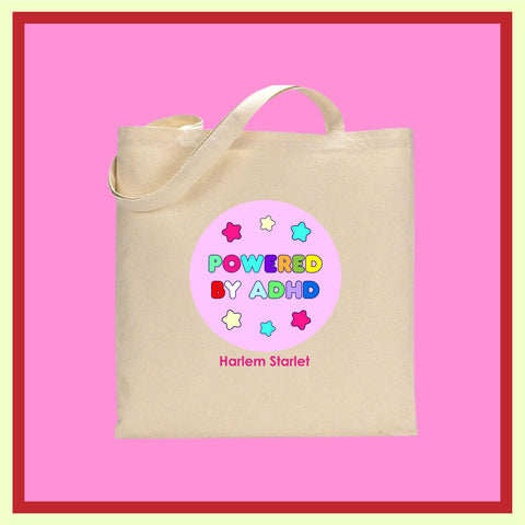 Tote Bag - Powered by ADHD in Pink - Harlem Starlet