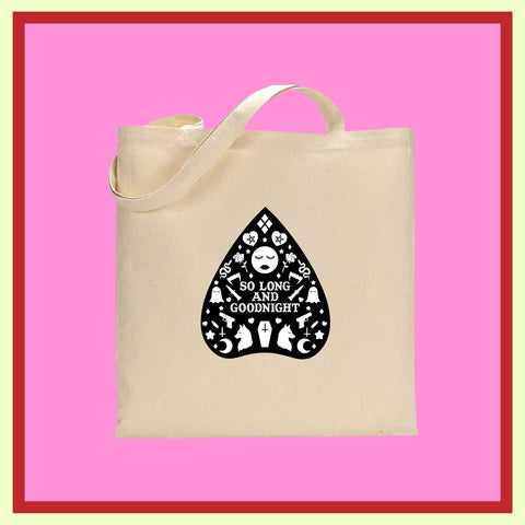 Tote Bag - So Long and Goodnight Planchette in Black / White - Harlem Starlet